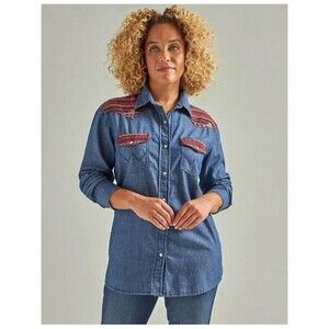 Wrangler Retro XL Women's Long Sleeve Aztec Back Western Shirt